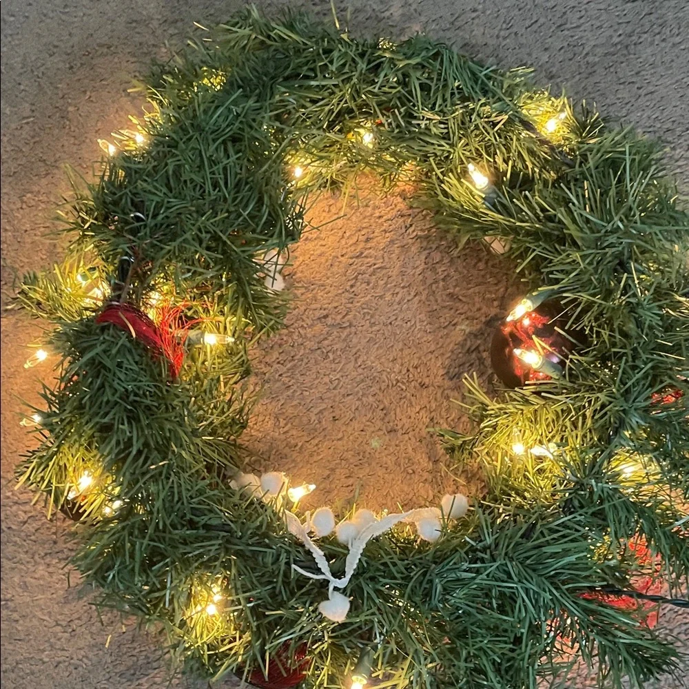 Festive Black and Red Holiday Wreath